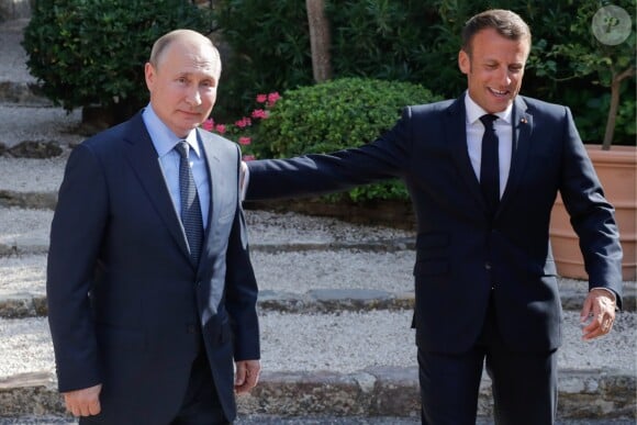 Le président Emmanuel Macron, le président Vladimir Poutine - Le président de la République reçoit le président de la fédération de Russie au Fort de Brégançon le 19 août 2019. 19/08/2019 - Bormes-les-Mimosas