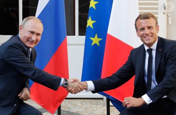Le président Emmanuel Macron, le président Vladimir Poutine - Le président de la République reçoit le président de la fédération de Russie au Fort de Brégançon le 19 août 2019. 19/08/2019 - Bormes-les-Mimosas