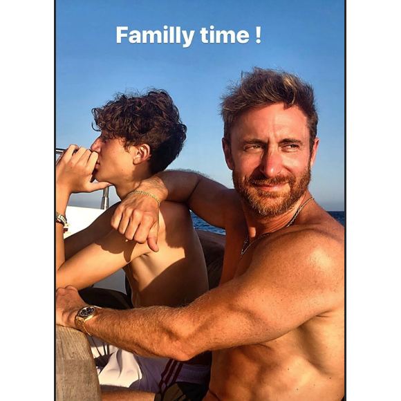 David Guetta et son fils Elvis. Août 2019.