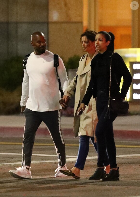 Exclusif - Jamie Foxx est allé diner avec sa fille Corinne et Katie Holmes à Los Angeles. Le 9 avril 2019.