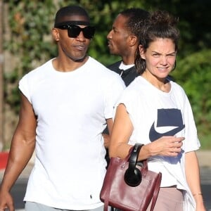 Exclusif - Katie Holmes et son compagnon Jamie Foxx sont allés à leur cours de gym en amoureux à Atlanta. Le 17 septembre 2018.