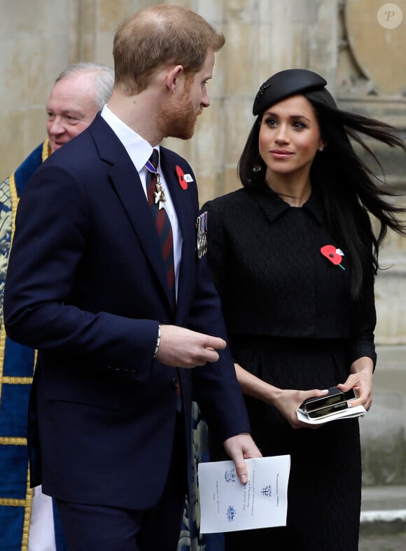 Le prince Harry et Meghan Markle lors de la cérémonie commémorative de l'ANZAC Day à l'abbaye de Westminster à Londres. Le 25 avril 2018