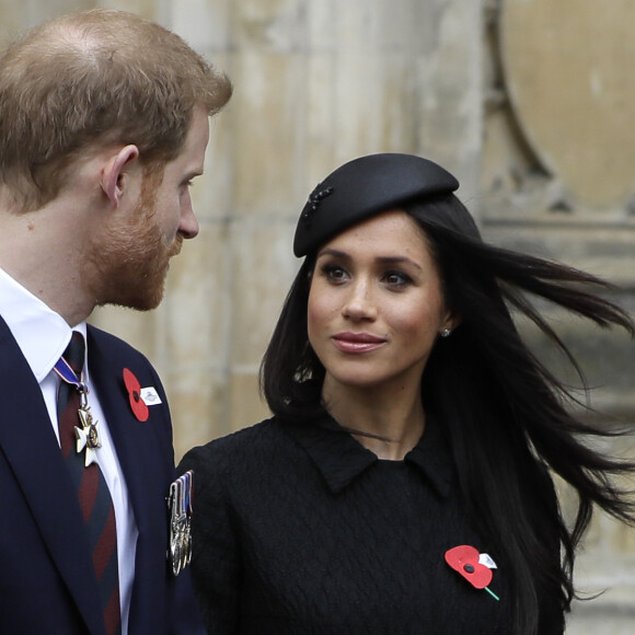 Le prince Harry et Meghan Markle lors de la cérémonie commémorative de l'ANZAC Day à l'abbaye de Westminster à Londres. Le 25 avril 2018