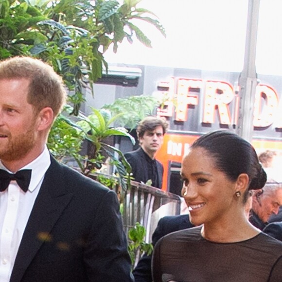 Le prince Harry, duc de Sussex, et Meghan Markle, duchesse de Sussex, à la première du film "Le Roi Lion" à Londres, le 14 juillet 2019.