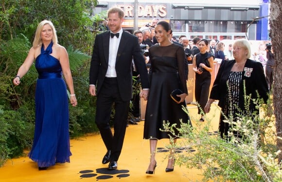 Le prince Harry, duc de Sussex, et Meghan Markle, duchesse de Sussex, à la première du film "Le Roi Lion" à Londres, le 14 juillet 2019.