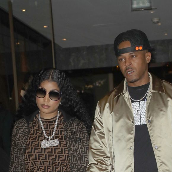 Nicki Minaj et son nouveau compagnon Kenneth "Zoo" Petty quittent l'hôtel Mandarin Oriental et se rendent à l'hôtel Royal Monceau à Paris le 8 mars 2019