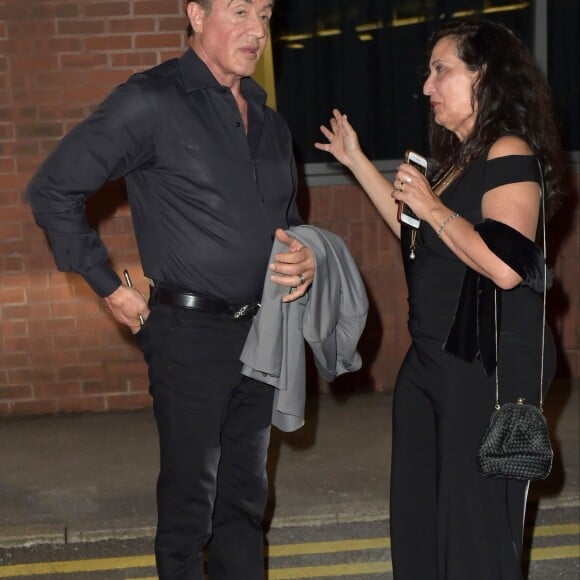 Exclusif - Sylvester Stallone participe à une séance de questions/réponses intitulée "Experience With Sylvester Stallone" au côté de Jenny Powell, au Manchester Convention Center. Manchester, le 6 septembre 2019.