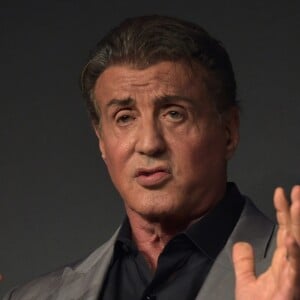 Exclusif - Sylvester Stallone participe à une séance de questions/réponses intitulée "Experience With Sylvester Stallone" au côté de Jenny Powell, au Manchester Convention Center. Manchester, le 6 septembre 2019.