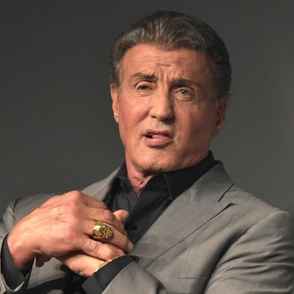 Exclusif - Sylvester Stallone participe à une séance de questions/réponses intitulée "Experience With Sylvester Stallone" au côté de Jenny Powell, au Manchester Convention Center. Manchester, le 6 septembre 2019.