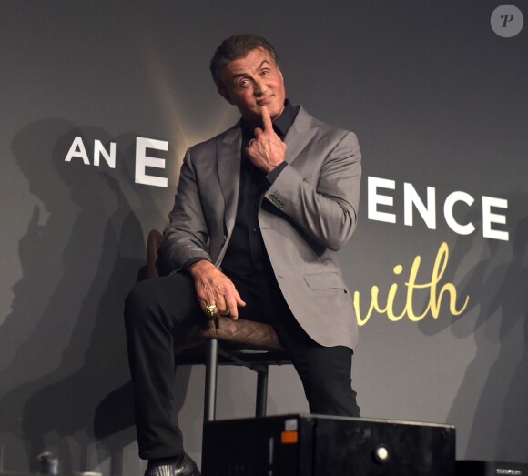 Exclusif - Sylvester Stallone participe à une séance de questions/réponses intitulée "Experience With Sylvester Stallone" au côté de Jenny Powell, au Manchester Convention Center. Manchester, le 6 septembre 2019.