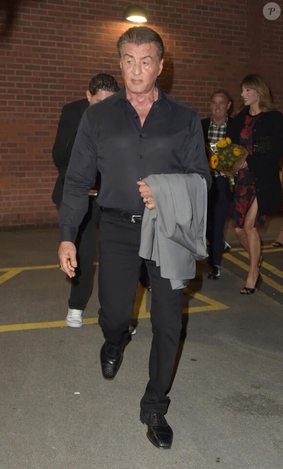 Exclusif - Sylvester Stallone participe à une séance de questions/réponses intitulée "Experience With Sylvester Stallone" au côté de Jenny Powell, au Manchester Convention Center. Manchester, le 6 septembre 2019.