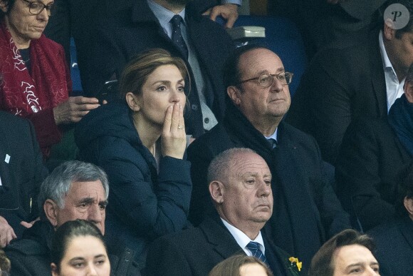François Hollande et sa compagne Julie Gayet lors du tournoi des six nations de rugby, la France contre l'Angleterre au Stade de France à Saint-Denis, Seine Saint-Denis, France, le 10 mars 2018. Les Bleus s'imposent 22-16. © Cyril Moreau/Bestimage