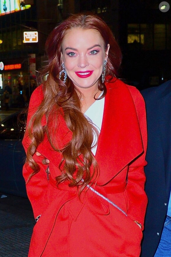 Lindsay Lohan arrive à la soirée Magic Hour sur un rooftop à New York, le 7 janvier 2019.