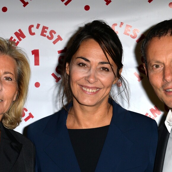 Claire Chazal , Cécile Duffau (fondatrice de l'association " Un Rien C'est Tout ") et Marc-Olivier Fogiel lors d'une visite privée et d'un dîner de gala caritatif donné en faveur des actions de l'association "Un Rien C'est Tout" au musée Rodin à Paris, France, le 19 septembre 2019. © Veeren/Bestimage