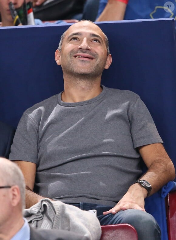 Thomas Fabius lors des 1/8 de finales opposant Andy Murray et Grigor Dimitrov du tournoi de tennis BNP Paribas Masters 2014 au palais omnisports de Paris-Bercy, à Paris, le 30 octobre 2014.