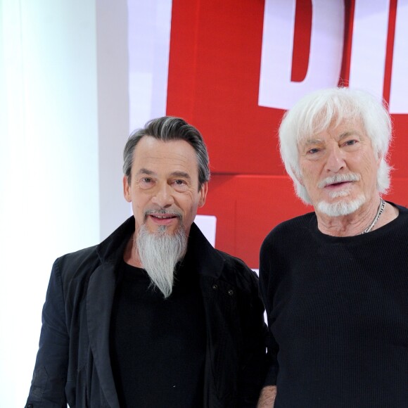 Exclusif - Florent Pagny et Hugues Aufray - Enregistrement de l'émission "Vivement Dimanche" au studio Gabriel le 9 septembre 2019. L'émission sera diffusée le 22/09/2019 sur France 2 . © Guillaume Gaffiot/Bestimage