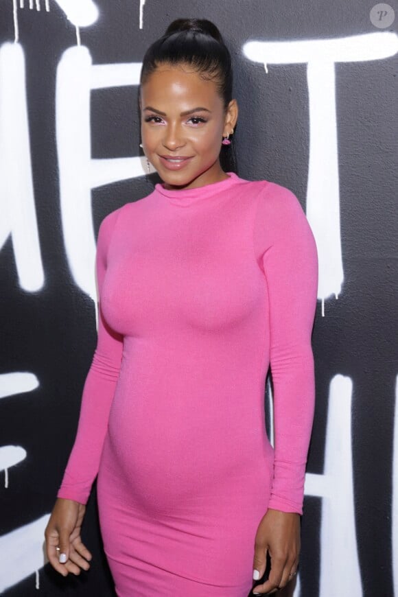 Christina Milian, enceinte, à Los Angeles le 22 septembre 2019. Soirée d'inauguration de la "The Hair-Tique" au Goya Studios.