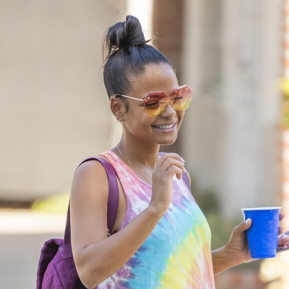 Exclusif - Christina Milian (enceinte) fait du shopping au farmers market à Los Angeles, Californie, Etats-Unis, le 14 septembre 2019.