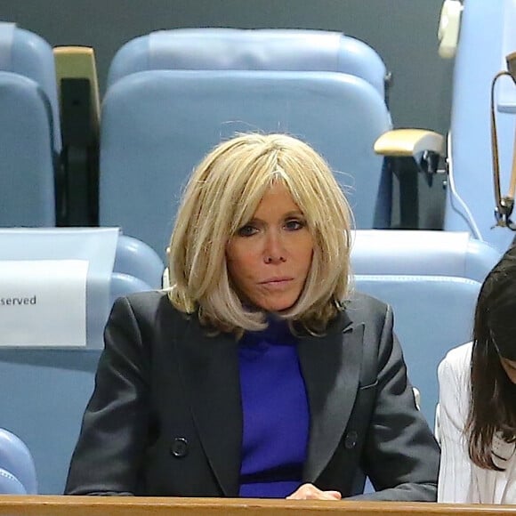 La première dame française Brigitte Macron assiste au discours de son mari le président de la République française, le premier jour de la 74ème assemblée générale de l'organisation des Nations-Unis (ONU) à New York City, New York, Etats-Unis, le 24 septembre 2019. © Morgan Dessalles/Bestimage