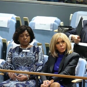 La première dame française Brigitte Macron assiste au discours de son mari le président de la République française, avec la Première Dame Sika Bella Kaboré, le premier jour de la 74ème assemblée générale de l'organisation des Nations-Unis (ONU) à New York City, New York, Etats-Unis, le 24 septembre 2019. © Morgan Dessalles/Bestimage