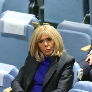 La première dame française Brigitte Macron assiste au discours de son mari le président de la République française, le premier jour de la 74ème assemblée générale de l'organisation des Nations-Unis (ONU) à New York City, New York, Etats-Unis, le 24 septembre 2019. © Morgan Dessalles/Bestimage