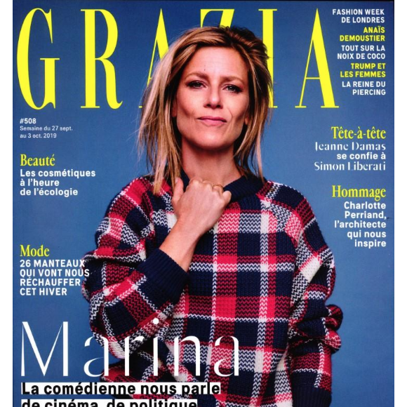 Retrouvez l'intégralité de l'interview de Marina Foïs dans le magazine Grazia, numéro 508 du 27 septembre 2019.