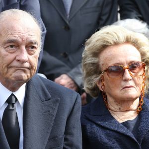 Jacques et Bernadette Chirac - Obseques de Antoine Veil au cimetiere du Montparnasse a Paris. Le 15 avril 2013