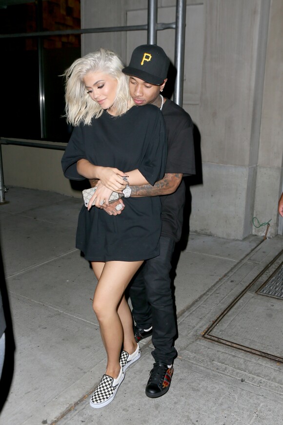 Kylie Jenner et Tyga quittent le studio de Kanye West, à New York le 6 septembre 2016.