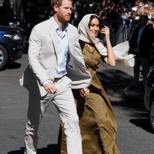 Le prince Harry, duc de Sussex, et Meghan Markle, duchesse de Sussex, arrivent à la Mosquée Auwal à Cape Town, Afrique du Sud. Le 24 septembre 2019