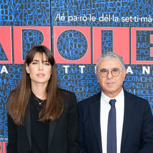 Charlotte Casiraghi et Robert Maggiori étaient invités dans l'émission italienne Le Parole della Settimana sur Rai 3 le 5 octobre 2019 pour parler de leur ouvrage philosophique L'Archipel des passions. ©SGPItalia/Bestimage