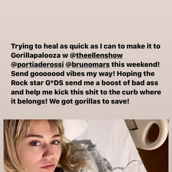 L'artiste Miley Cyrus hospitalisée pour une amygdalite- 8 octobre 2019.