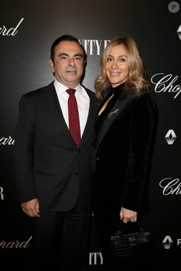 Carlos Ghosn et sa femme Carole - Vanity Fair a organisé un dîner à l'occasion du classement des "50 français les plus influents du monde" à l'hotel Salomon de Rothschild à Paris le 6 décembre 2016. © Dominique Jacovides/Bestimage