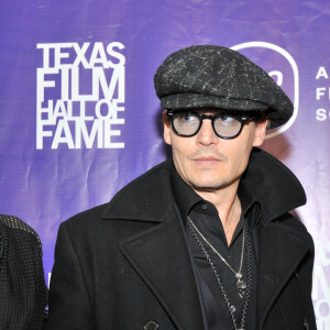 Amber Heard et son fiancé Johnny Depp à la cérémonie des "The Texas Film Hall of Fame Awards" à Austin, le 6 mars 2014.