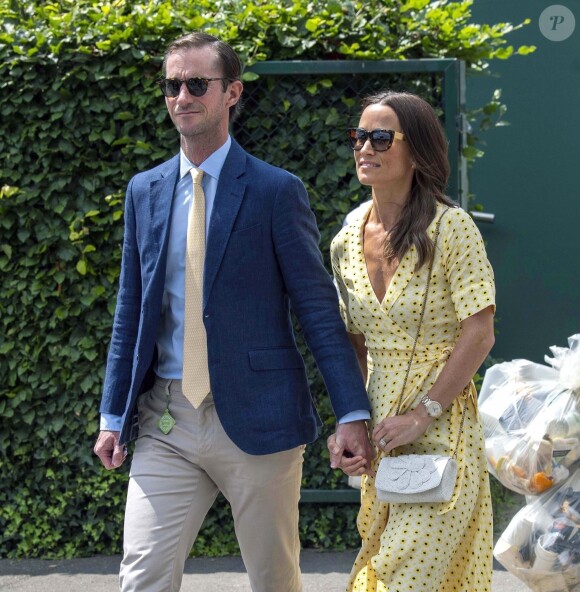 Pippa Middleton et son mari James Matthews à Wimbledon à Londres, le 12 juillet 2019.