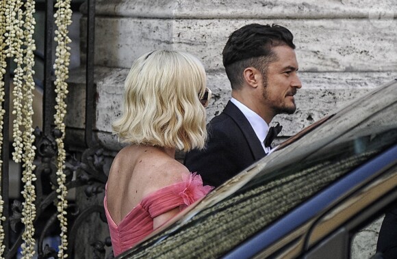 Katy Perry et Orlando Bloom arrivent ensemble au mariage de Misha Nonoo, à la Villa Aurelia, Rome. Le 20 septembre 2019. @Image Press Agency/Splash News/ABACAPRESS.COM