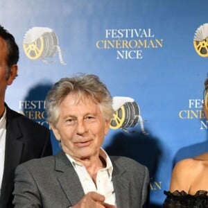 Nathalie Benoin, Jean Dujardin, Roman Polanski, Laura Tenoudji Estrosi et Daniel Benoin durant la soirée de clôture de la 1ere édition du Festival Ciné Roman à Nice le 26 octobre 2019. © Bruno Bebert / Bestimage