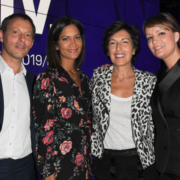 Marc-Olivier Fogiel, PDG de BFM.TV, Aurélie Casse, Ruth Elkrief - Conférence de presse de rentrée de BFM.TV à Paris le 5 septembre 2019. © Guirec Coadic / Bestimage