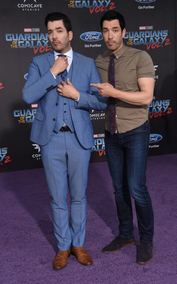 Les frères Jonathan Scott et Drew Scott à la première des "Gardiens de la galaxie 2"' au théâtre Dolby à Hollywood, le 19 avril 2017 © Chris Delmas/Bestimage