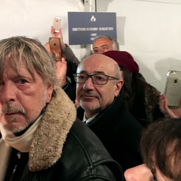 Le chanteur Renaud et le président du CRIF Francis Kalifa lors de la cérémonie organisée par le CRIF en mémoire de l'attentat de l'Hyper Cacher du 9 janvier 2015 à la porte de Vincennes à Paris, France, lundi 9 janvier 2017. © Agence/Bestimage