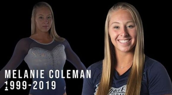 Melanie Coleman, étudiante et gymnaste de l'université de New Haven, dans le Connecticut ets morte le 10 novembre 2019 après avoir chuté à l'entraînement.