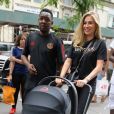 Exclusif - Maria Salaues la compagne de Paul Pogba et leur fils sur la 5ème Avenue à New York, le 2 juillet 2019.