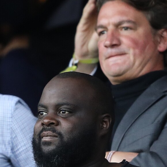 Issa Doumbia dans les tribunes lors du match de ligue des champions de l'UEFA opposant le Paris Saint-Germain contre l'Étoile rouge de Belgrade au parc des Princes à Paris, France, le 3 octobre 2018. Le PSG gagne 6-1. © Cyril Moreau/Bestimage