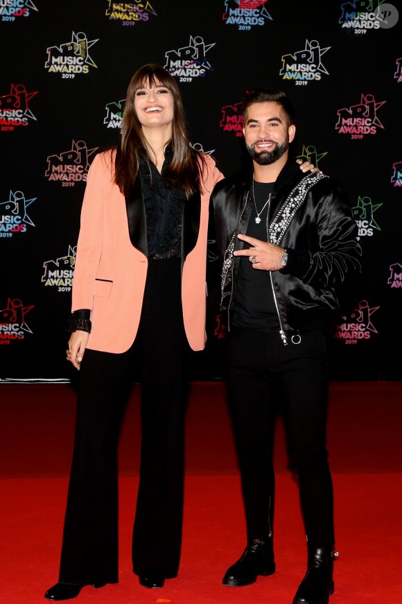 Clara Luciani et Kendji Girac lors des 21e NRJ Music Awards au Palais des festivals à Cannes le 9 novembre 2019. © Dominique Jacovides/Bestimage
