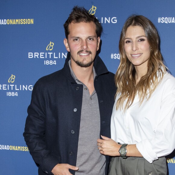 Laury Thilleman (Miss France 2011) et son fiancé Juan Arbelaez lors de la soirée de réouverture de la boutique "Breitling", située rue de la Paix. Paris, le 3 octobre 2019. © Olivier Borde/Bestimage