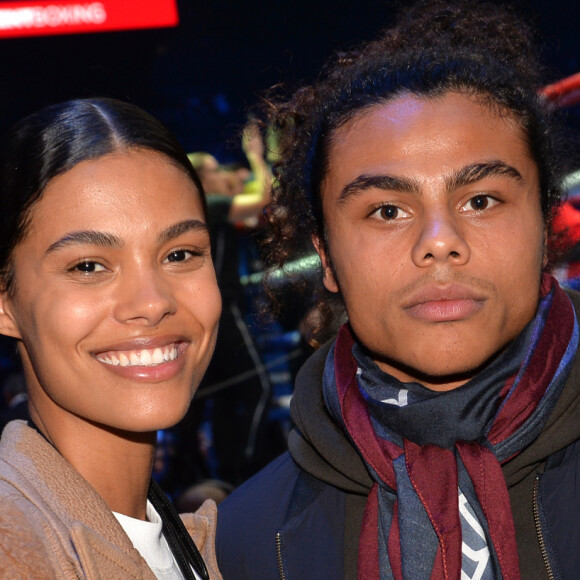 Tina Kunakey et son frère Zachary lors du gala de boxe Univent à l'AccorHotels Arena de Paris pour le championnat du monde WBA le 15 novembre 2019. © Veeren / Bestimage