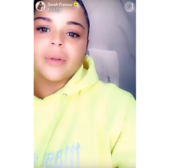 Sarah Fraisou en pleurs sur Snapchat - 27 novembre 2019