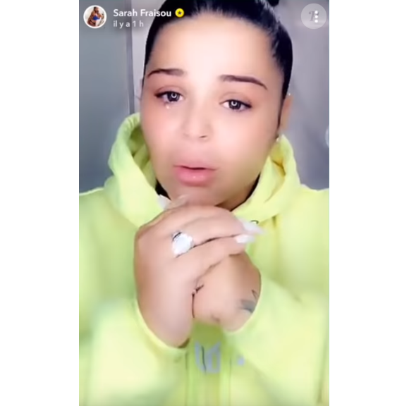 Sarah Fraisou en pleurs sur Snapchat - 27 novembre 2019