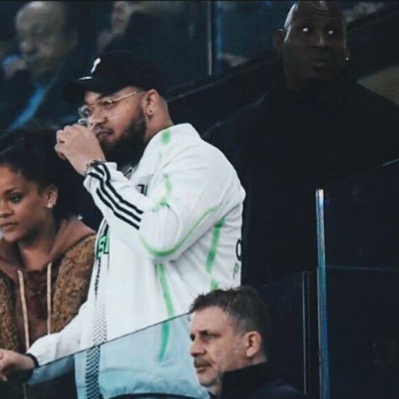 Rihanna et son frère Rorrey en tribunes du match de la Juventus contre l'Atletico Madrid, à Turin, le 26 novembre 2019.