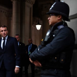 Le président Emmanuel Macron - Réunion de coordination au 10 Downing Street entre la chancelière d'Allemagne, le premier ministre du Royaume Uni, le président français et le président de la Turquie à Londres le 3 décembre 2019.