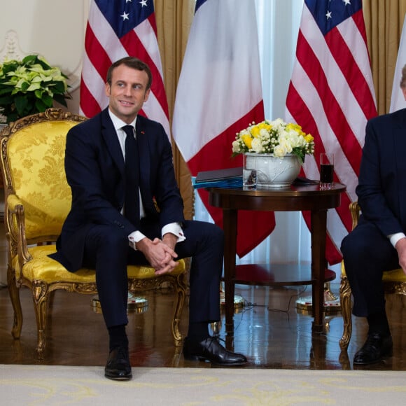 Le président Emmanuel Macron lors d'un entretien avec le président Donald Trump à la Winfield House à Londres en marge du sommet de l'Otan le 3 décembre 2019. © Alain Rolland / Bestimage